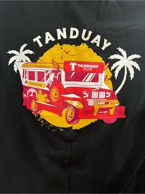 Unk Tanduay Rum Black Tee with Red and Yellow Jeepney Graphic